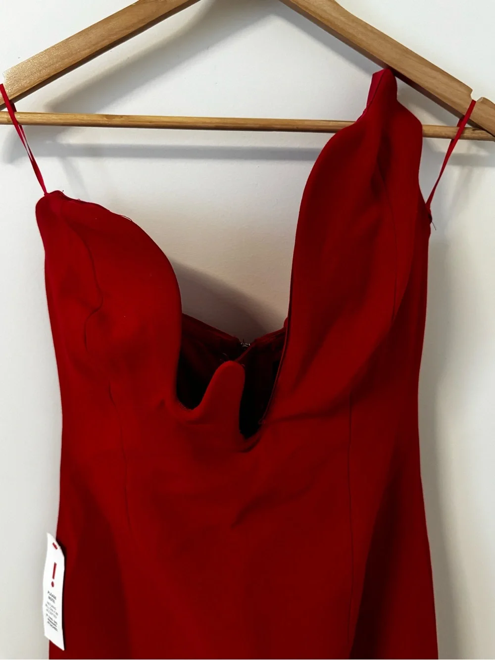 Bardot Red Strapless Midi Dress with Sculpted Flame Neckline in fire red - Picture 6 of 12